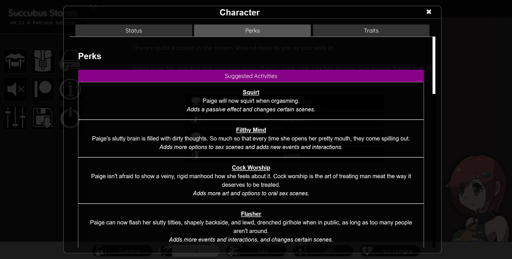 The perk list is extensive